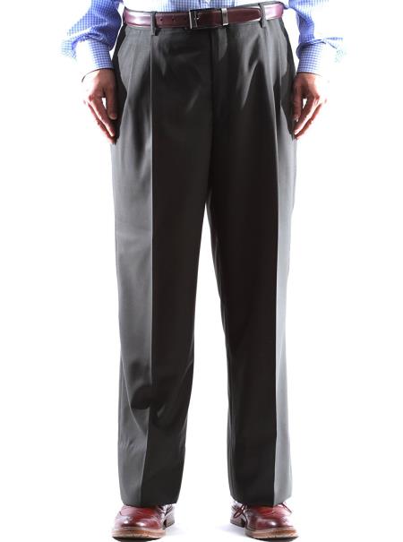 Regular Size & Big and Tall Olive Dress Pants Pleated Pants Gabardine Fabric 
