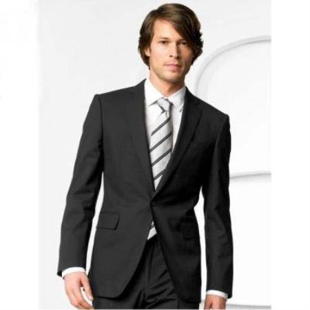 Stylish One Button Liquid Jet Black Suit Clearance Sale Online - Single Button Suit