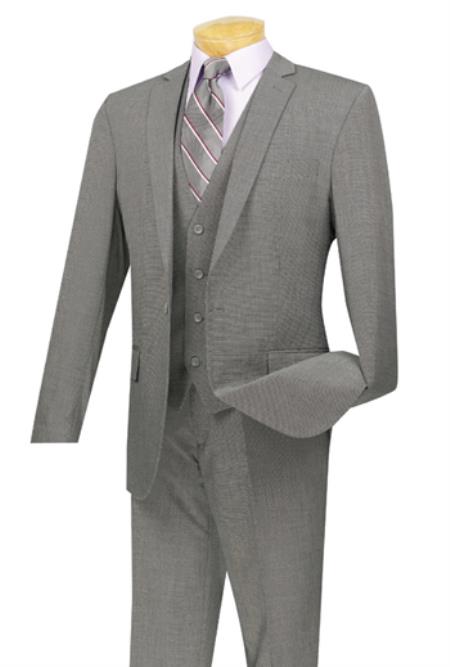 Three Piece One Button Slim narrow Style Fit Suit Gray Clearance Sale Online