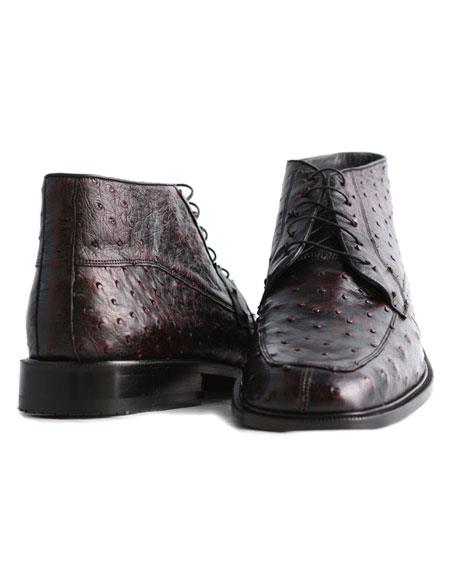  Men's Los Altos Boots Genuine Ostrich Stylish Black Cherry Dress Ankle Boot