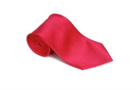 Hotpink 100% Silk Solid Necktie With Handkerchief 