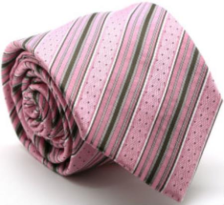 Premium Dotted Striped Ties Pink 