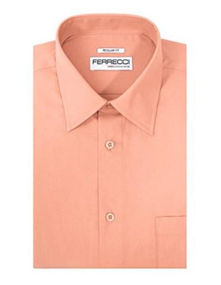 Men's Designer Brand Cotton Blend Barrel Cuffs Regular Fit Collared Pink Dress Shirt