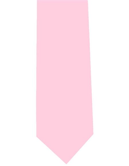  Men's Extra Long Pink Solid Polyester Neck Tie