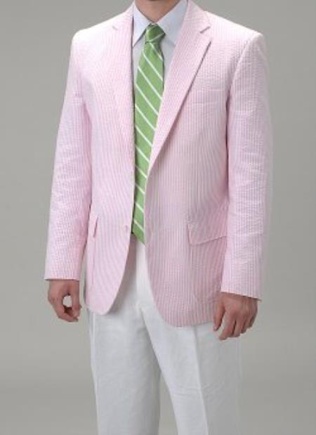 Affazy Light Pink Summer Cheap priced men's Searsucker Seersucker Sale Fabric Blazer Online Sale 