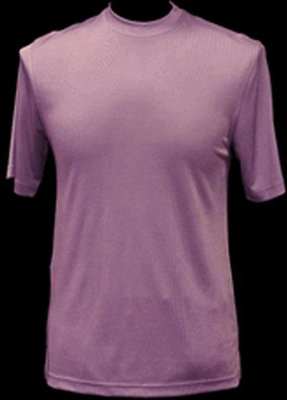  Men's Classy Mock Neck Shiny Short Sleeve Lilac Stylish Shirt