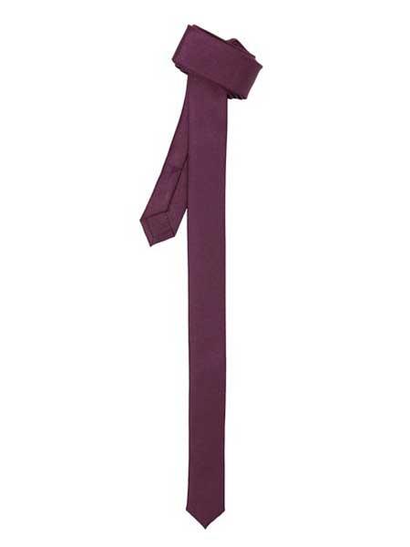  Fully Lined Polyester Satine Fabric Superior Fabric Skinny Slim narrow Style Plum NeckTie