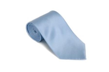 Powderblue 100% Silk Solid Necktie With Handkerchief 