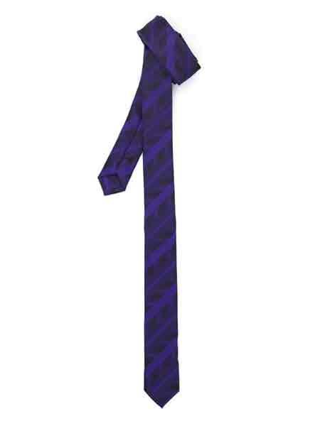  Purple color shade Liquid Jet Black Striped Superior Fabric Skinny Slim narrow Style Fully Lined NeckTie