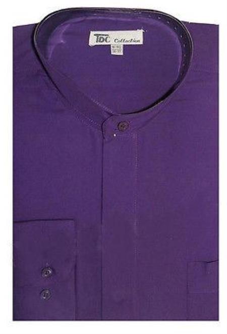 Dress Shirt with no collar mandarin Collar Purple color shade 