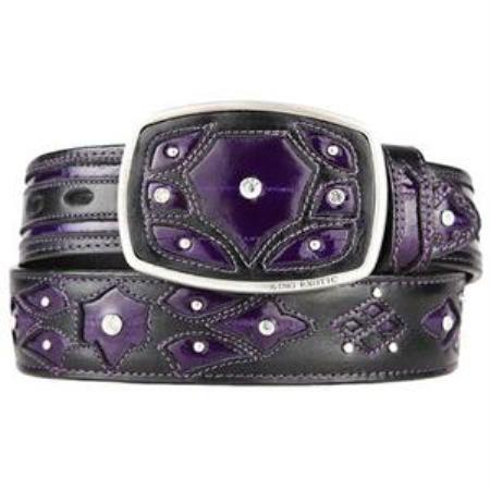 Purple color shade Original Eel Skin Fashion Western Belt 
