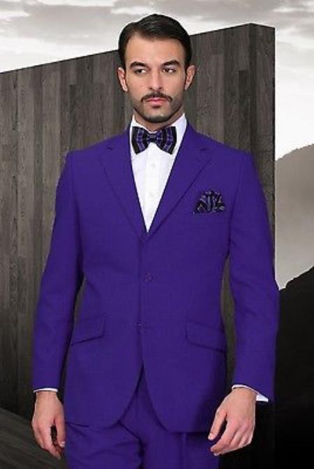 Purple color shade Poly~Rayon Fabric Modern Cut 2 Button Style Athletic Cut Suits Classic Fit 