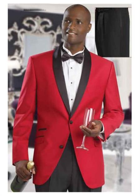 Men S Red Formal Attire Dinner Jacket Tuxedo Suit And Black