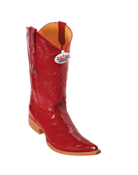 Authentic Los altos red color shade Eel 3X-Toe Cowboy Boots 