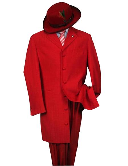 Metalic Hot red color shade Fashion Dress Long length Zoot Suit For sale ~ Pachuco men's Suit Perfect for Wedding 38 Inch Long $165