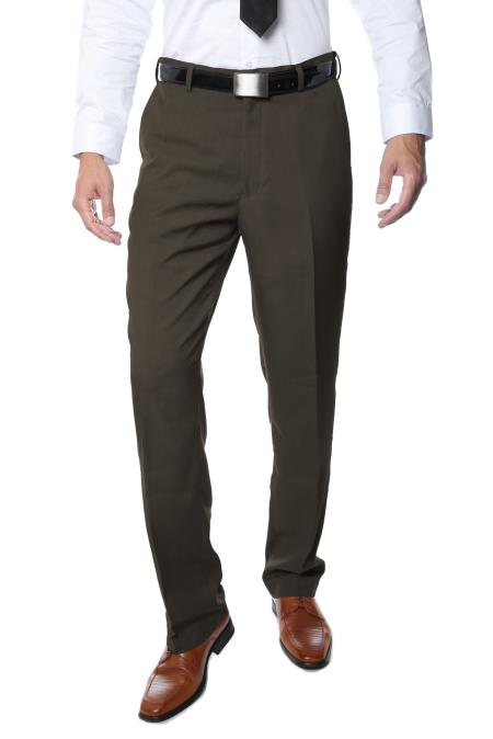 Premium Quality Regular Fit Formal & Business Flat Front Dress Pants Taupe 