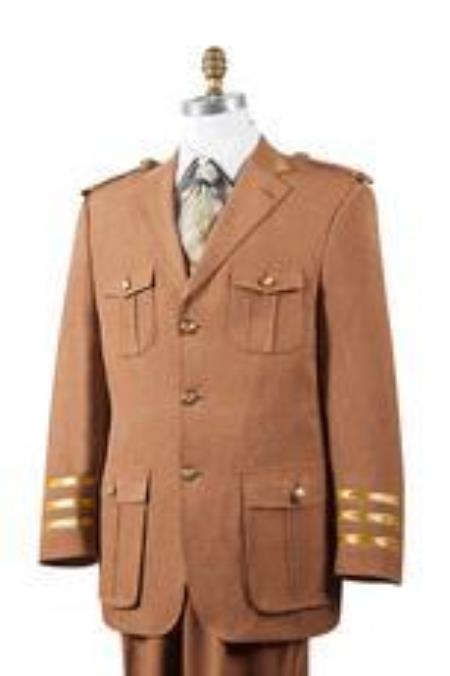 Safari Rust Nailshead Military Pocket 1940s men's Suits Style Wool