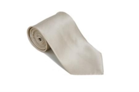 Sand 100% Silk Solid Necktie With Handkerchief 