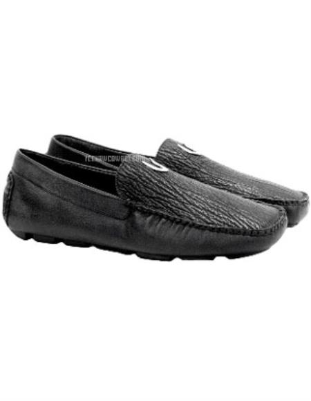  Men's Vestigium Black Genuine Sharkskin Loafers Full Leather Lining