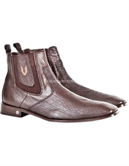Men's Vestigium Genuine Sharkskin Chelsea Brown Boots