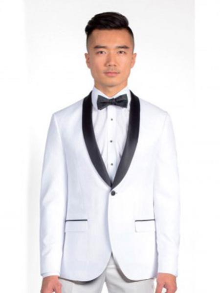 Trim Slim narrow Style Fit Tuxedo with Shawl Lapel White,Black