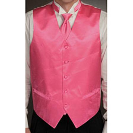 fuchsia ~ hot Pink Tuxedo Microfiber Vest 