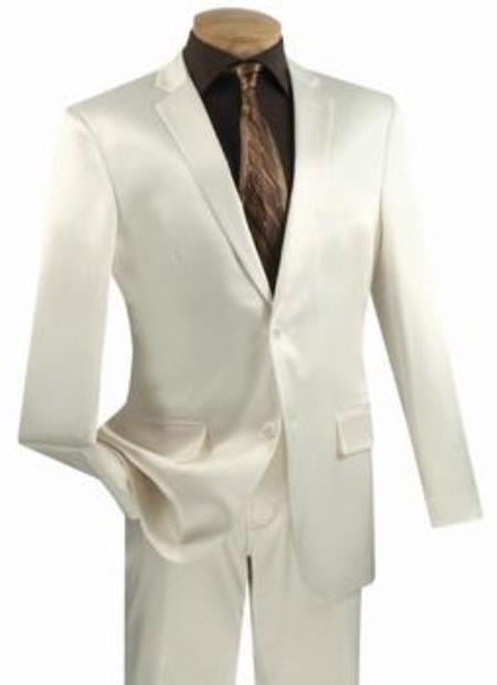 Shiny Flashy Sharkskin Metallic 2 Button Style Suits for Online Off-White 