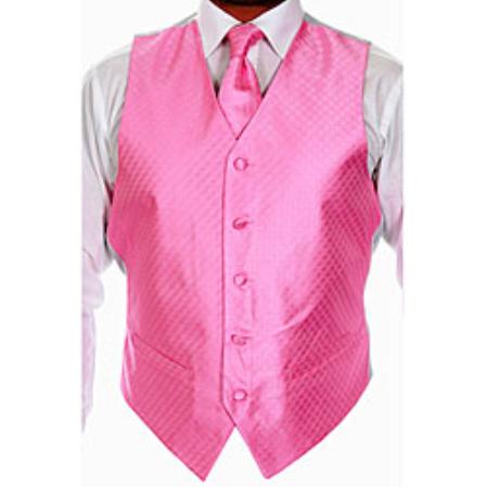 Four-piece Pink Tuxedo Vest Set 