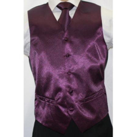 Shiny Dark Purple color shade Microfiber 3-piece Vest 