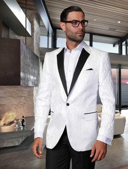 Sinzelimin Mens Floral Tuxedo Jacket Paisley Embroidered Suit Blazer Jacket for Dinner,Party,Wedding,Prom