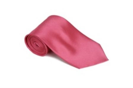 Shockingpink 100% Silk Solid Necktie With Handkerchief 
