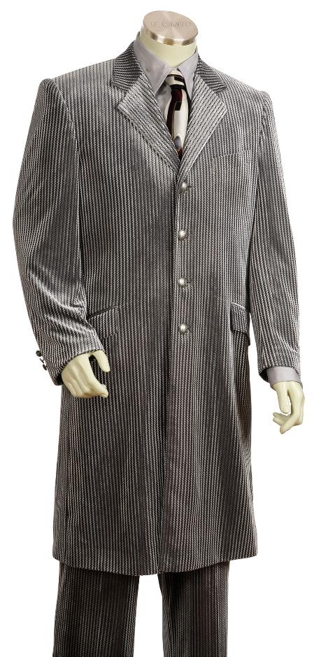 Mens Zoot Suit Fashionable Long Velvet Suit For sale ~ Pachuco men's Suit Perfect for Wedding Silver 45'' Long Jacket EXTRA LONG JACKET Very long Maxi Very Long 