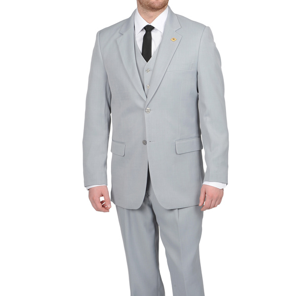 Mens Three Piece Suit - Vested Suit Silver Two-button Vested Athletic Cut Suits Classic Fit 