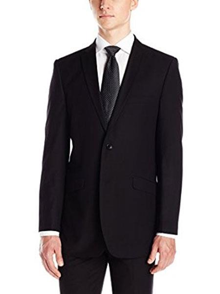  Notch Collar Tonal Stripe Single Breasted Slim narrow Style Fit Micro Tech Liquid Jet Black Suit Jacket