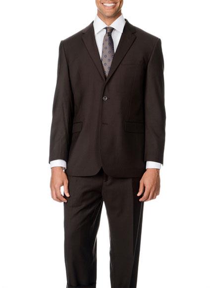  Caravelli Men's Double Vent Brown Single Breasted 2 Button Notch Lapel Suit