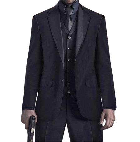  Men's Keanu Reeves John Wick Black 3 Piece Notch Lapel Single Breasted Suit