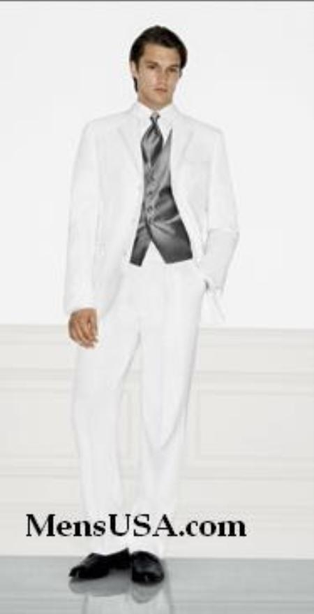 Single Breasted EXTRA FINE HAND MADE White Tuxedo Dress Suit 