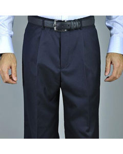 Navy Blue Shade Single Pleat Pants Wool