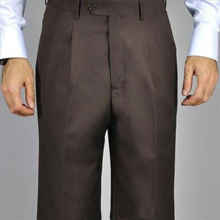 brown color shade Single Pleat Pants Wool