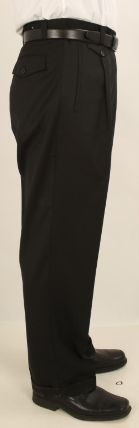 Wide Leg Single Pleated 1920s 40s Fashion Clothing Look ! Slacks Pants Solid Black 