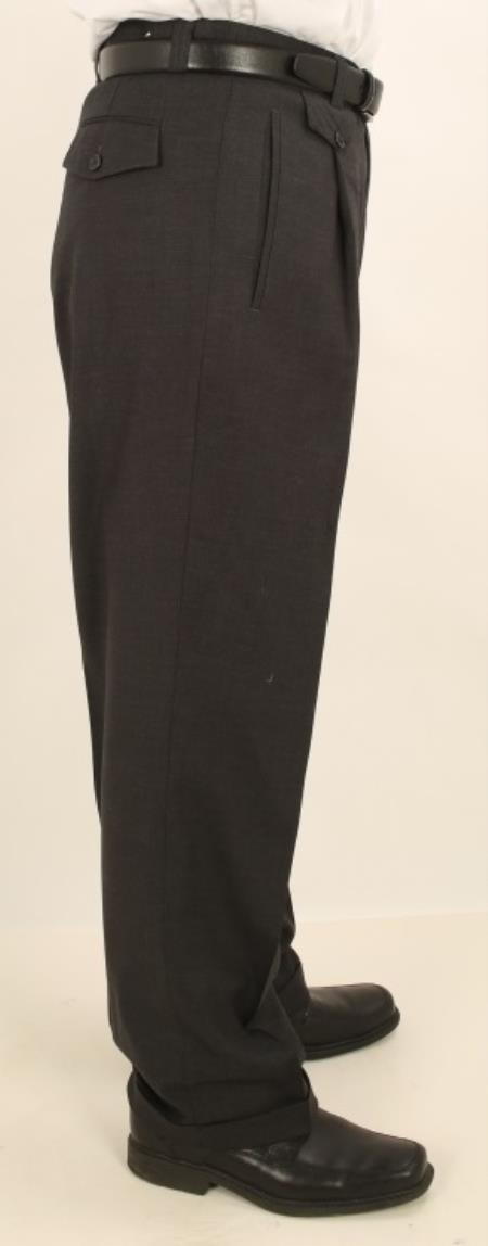 Wide Leg 1920s 40s Fashion Clothing Look ! Single Pleated Slacks Pants Solid Dark Charcoal Wool