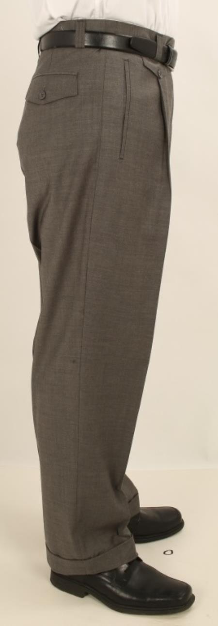 Wide Leg Single Pleated Slacks Pants Solid Gray 1920s 40s Fashion Clothing Look ! Wool