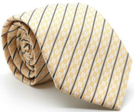 Premium Single Striped Ties Yellow 