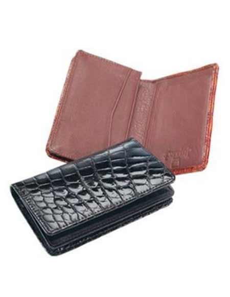 Ferrini Genuine Crocodile Card Holder Wallet Black