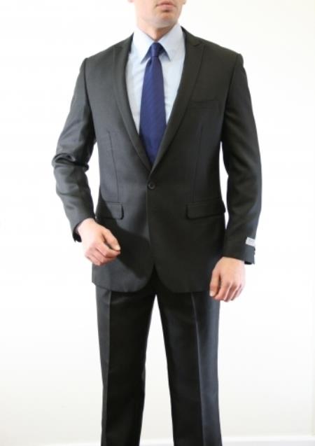 Two Piece Slim narrow Style Fit Suit Liquid Jet Black Clearance Sale Online