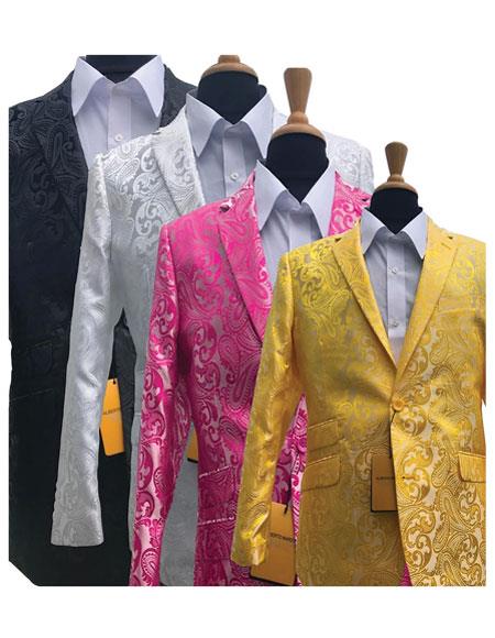 Alberto Nardoni Best men's Italian Suits Brands Fashionable Paisley Tuxedo Sparkling Sequin Pattern Blazer For Men Also Available In Big and Tall Sizes