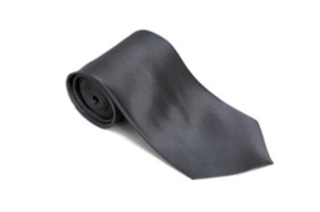 Steel 100% Silk Solid Necktie With Handkerchief 