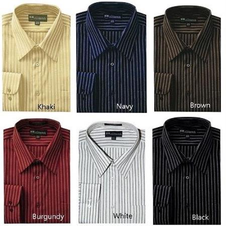 Classic Stylish Contrast Stripes Dress Shirt Style Multi-color 
