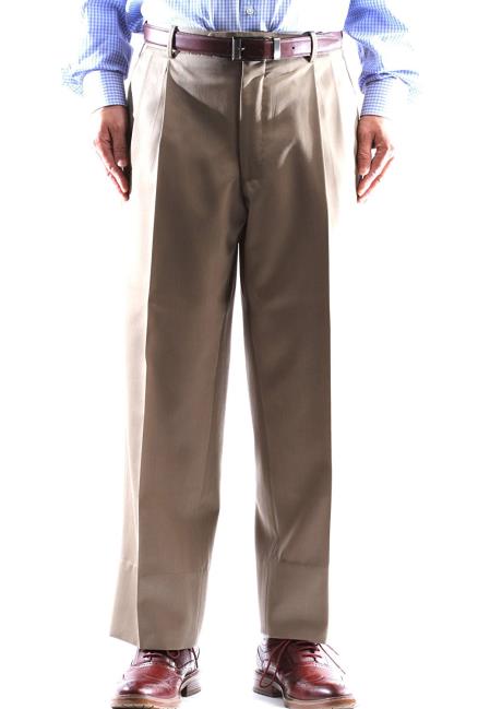  Tan Regular Size & Big and Tall 100% Wool Dress Pants Pleated Pants Gabardine Fabric 