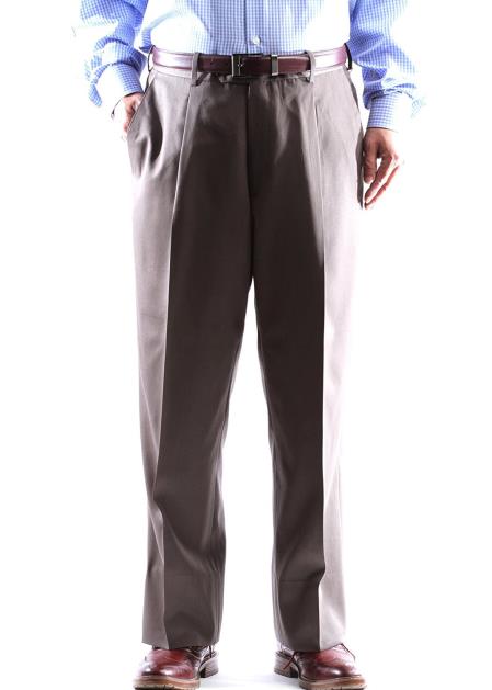  Regular Size & Big and Tall Dress Pants 100% Wool Taupe Gabardine Fabric Pleated Pants